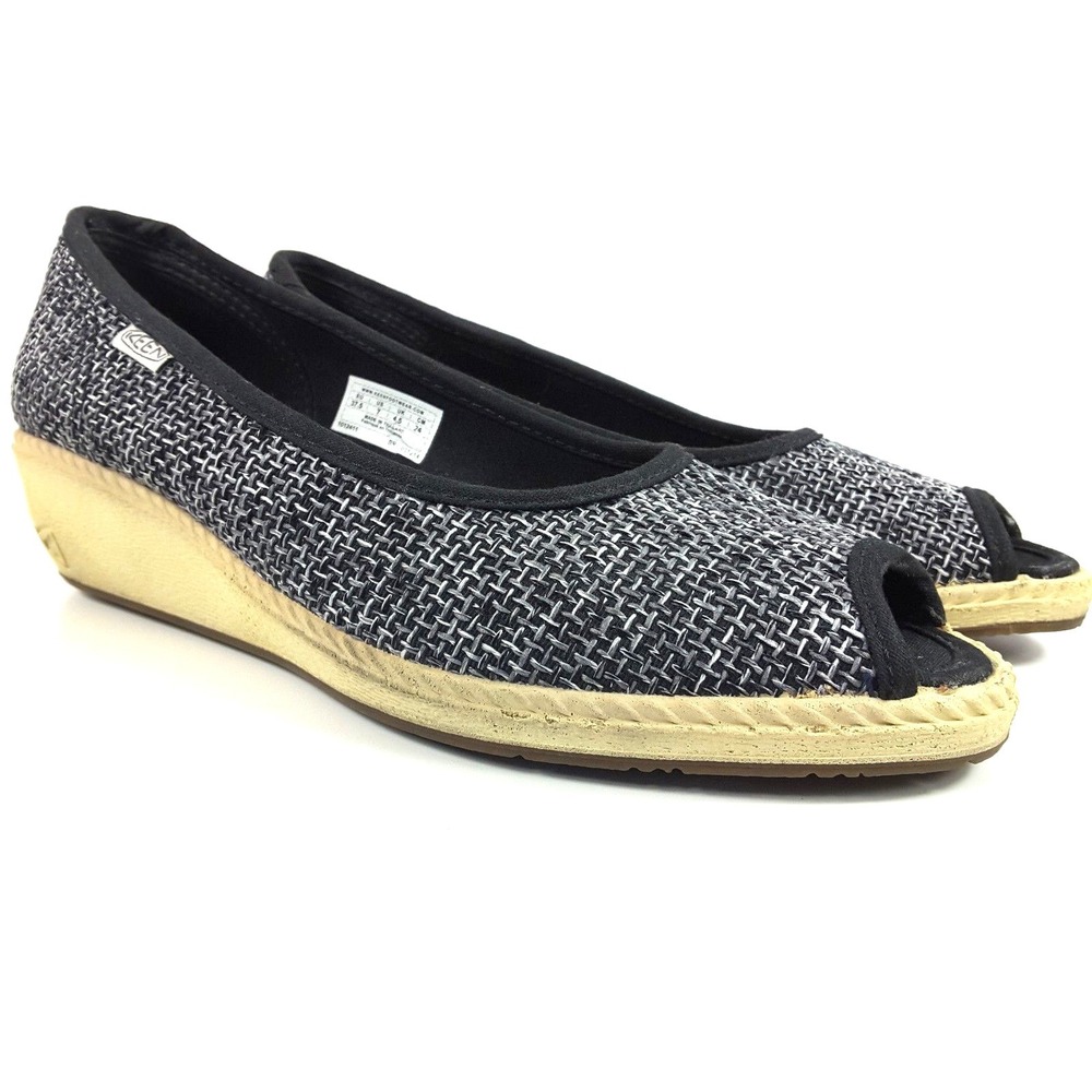 Keen Cortona Women's Black Jute Open Toe Casual Comfort Wedge Shoes Size 7